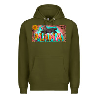 Army Green mama with baby bear and leopard license plate Premium Hoodie - Artiststas
