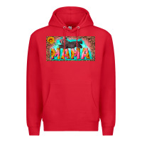 Red mama with baby bear and leopard license plate Premium Hoodie - Artiststas