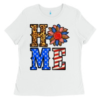 White 4th of july home Ladies Tee - BundleAndBundleShop