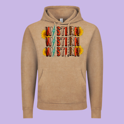 Western Sunflower Vintage Hoodie Designed By Racoondesign