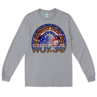 Heather Grey american nurse Long Sleeve Tee - SublimationCraftShop