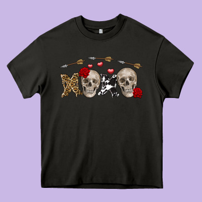 Xoxo Valentine Skulls Valentine's Day Heavy Core Tee Designed By Fadigitalartstudio