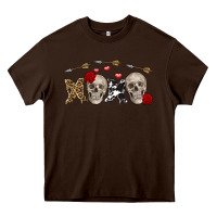 Chocolate Brown Xoxo Valentine skulls Valentine's Day Heavy Core Tee - FaDigitalArtStudio