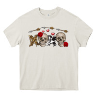 Cream Xoxo Valentine skulls Valentine's Day Heavy Core Tee - FaDigitalArtStudio