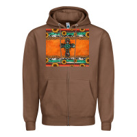 Chestnut sunflowers cross aztec pattern Zipper Hoodie - Jasminsmagicworld