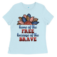 Baby Blue home of the free because of the brave Ladies Tee - BundleAndBundleShop