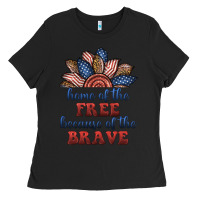 Black home of the free because of the brave Ladies Tee - BundleAndBundleShop