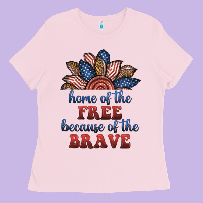 Home Of The Free Because Of The Brave Ladies Tee Designed By Bundleandbundleshop