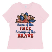 Bubblegum Pink home of the free because of the brave Ladies Tee - BundleAndBundleShop