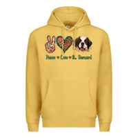 Antique Gold Peace Love St. Bernard Premium Hoodie - Jasminsmagicworld