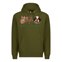 Army Green Peace Love St. Bernard Premium Hoodie - Jasminsmagicworld