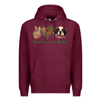 Burgundy Peace Love St. Bernard Premium Hoodie - Jasminsmagicworld