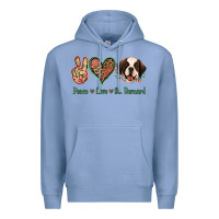 Colony Blue Peace Love St. Bernard Premium Hoodie - Jasminsmagicworld