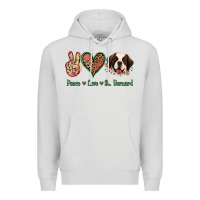 Dove Grey Peace Love St. Bernard Premium Hoodie - Jasminsmagicworld
