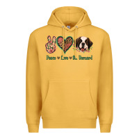 Mustard Peace Love St. Bernard Premium Hoodie - Jasminsmagicworld