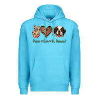 Ocean Blue Peace Love St. Bernard Premium Hoodie - Jasminsmagicworld