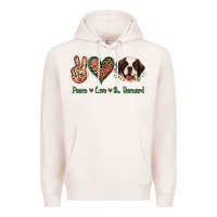 Pale Pink Peace Love St. Bernard Premium Hoodie - Jasminsmagicworld