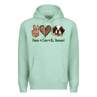 Seafoam Peace Love St. Bernard Premium Hoodie - Jasminsmagicworld