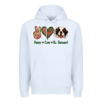 White Peace Love St. Bernard Premium Hoodie - Jasminsmagicworld