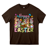 Chocolate Brown Happy Easter bunnys Heavy Core Tee - OliviaCreatesArt
