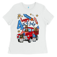 White 4th of july truck  1 Ladies Tee - BundleAndBundleShop