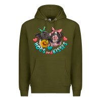 Army Green hogs and kisses pigs Premium Hoodie - Artiststas