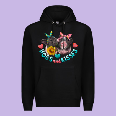 Hogs And Kisses Pigs Premium Hoodie Designed By Artiststas
