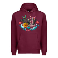 Burgundy hogs and kisses pigs Premium Hoodie - Artiststas