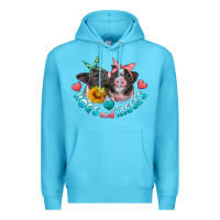 Ocean Blue hogs and kisses pigs Premium Hoodie - Artiststas