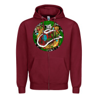 Burgundy Cowboy Christmas Zipper Hoodie - RanaPortraitStore