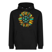 Black turquoise leopard sunflower Heavyweight Hoodie - Jasminsmagicworld