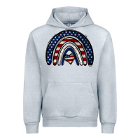 Heather Grey USA American Flag Rainbow Urban Hoodie - Jasminsmagicworld