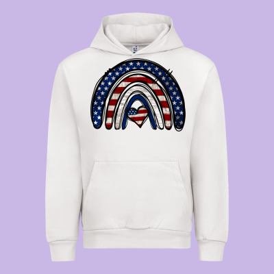 Usa American Flag Rainbow Urban Hoodie Designed By Jasminsmagicworld