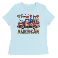 Baby Blue proud to be american truck Ladies Tee - BundleAndBundleShop