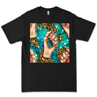 Black nail art with leopard and turquoise  gemstone seamless pattern bbs Premium Tee - BundleAndBundleShop