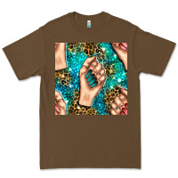 Cacao nail art with leopard and turquoise  gemstone seamless pattern bbs Premium Tee - BundleAndBundleShop