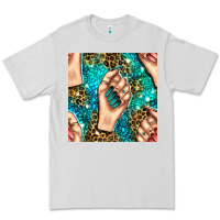 Dove Grey nail art with leopard and turquoise  gemstone seamless pattern bbs Premium Tee - BundleAndBundleShop