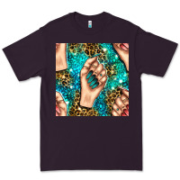 Plum nail art with leopard and turquoise  gemstone seamless pattern bbs Premium Tee - BundleAndBundleShop