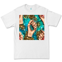 White nail art with leopard and turquoise  gemstone seamless pattern bbs Premium Tee - BundleAndBundleShop