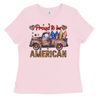 Bubblegum Pink proud to be american truck Ladies Tee - BundleAndBundleShop