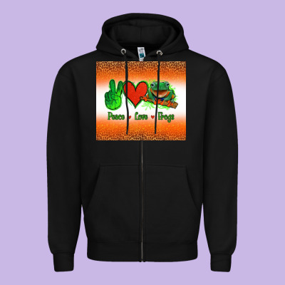 Peace Love Frogs Zipper Hoodie Designed By Jasminsmagicworld