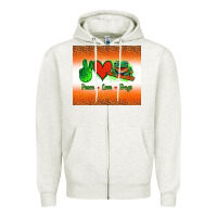 Oatmeal Heather peace love frogs Zipper Hoodie - Jasminsmagicworld