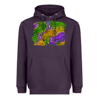 Plum mardi gras leopard gemstone background Heavyweight Hoodie - RanaPortraitStore