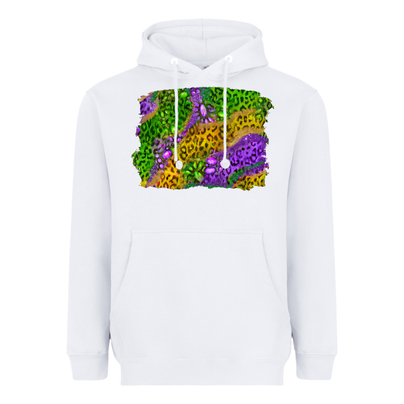 Mardi Gras Leopard Gemstone Background Heavyweight Hoodie by RanaPortraitStore | Teevron