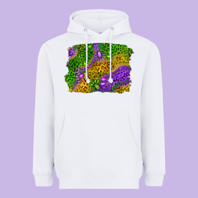 Mardi Gras Leopard Gemstone Background Heavyweight Hoodie Designed By Ranaportraitstore