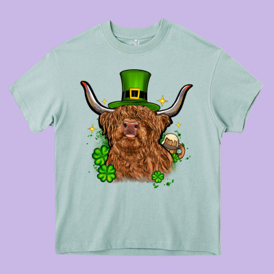 St. Patrick's Day Cow Heavy Core Tee Designed By Oliviacreatesart