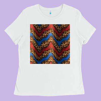 Leopard 4th Of July Seamless Pattern Ladies Tee Designed By Bundleandbundleshop