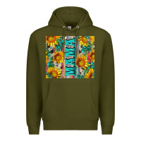 Army Green mama wıth sunflowers and gemstone Premium Hoodie - Artiststas