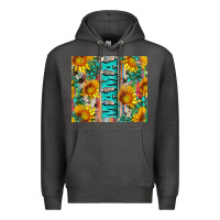 Charcoal Heather mama wıth sunflowers and gemstone Premium Hoodie - Artiststas
