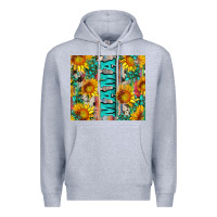 Heather Grey mama wıth sunflowers and gemstone Premium Hoodie - Artiststas